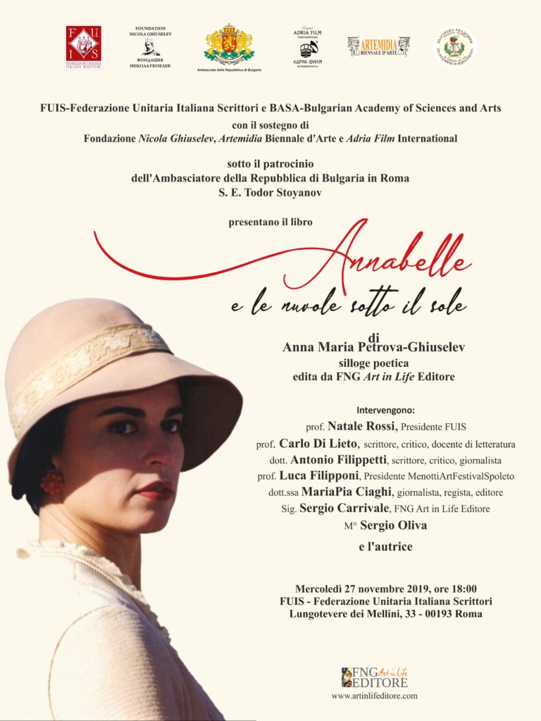 Annabelle e le nuovole sotto il sole: presentazione della silloge poetica di Anna Maria Petrova-Ghiuselev, edita da FNG Art in Life Editore.