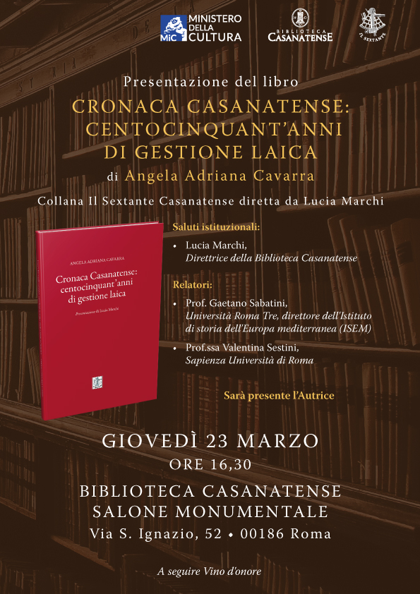 Il Sextante Casanatense - Collana della Casa Editrice Il Sextante che nasce dalla collaborazione con la Biblioteca Casanatense. La collana è diretta da Lucia Marchi.